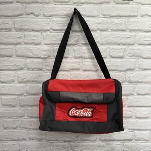 Coca Cola Red Black Tote Medium Sized Duffle Bag With Shoulder Strap‎ Coca Cola